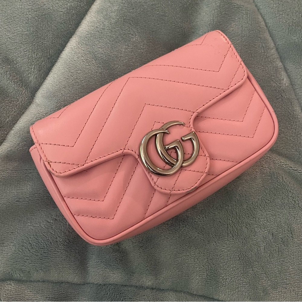 Pink Gucci Marmont Super Mini bag